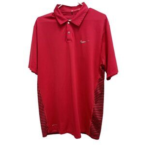 Nike Tiger Woods Collection Dri Fit Mens Golf Polo Shirt Medium Red Short Sleeve
